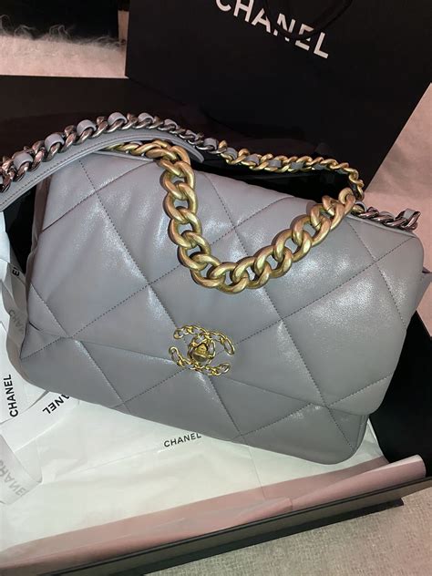 chanel 19 bag gray|chanel 19 bag sizes.